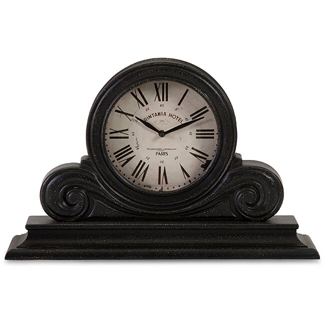 Wood Provence Carved Black Mantle Clock