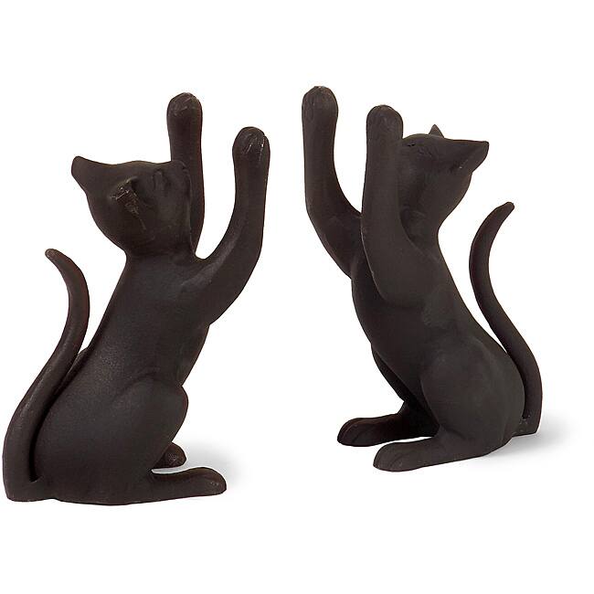 Set of 2 Aluminum Argento Feline Bookends
