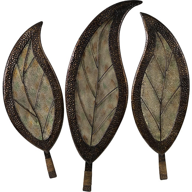 Set Of 3 Infinity Leaf Design Wall Decor