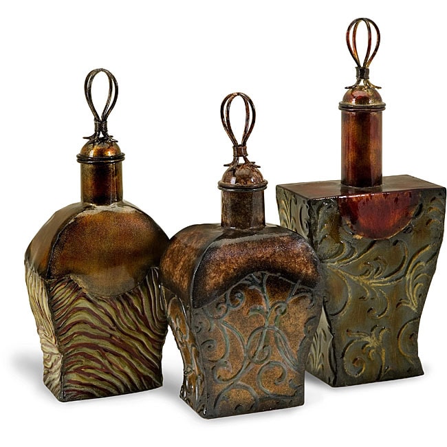 Set Of 3 Iron Venice Potion Bottles