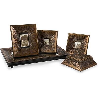 Set of 5 Venice Regal Antique Gold Framed Decorative Accessories