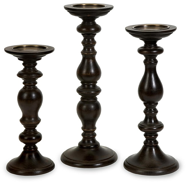 Set Of 3 Regent Oxford Pillar Candle Holders