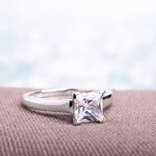 miadora 10k white gold princess cut created white sapphire solitaire engagement ring - Princess Wedding Rings miadora 10k white gold princess cut created white sapphire solitaire engagement ring - Princess Wedding Rings