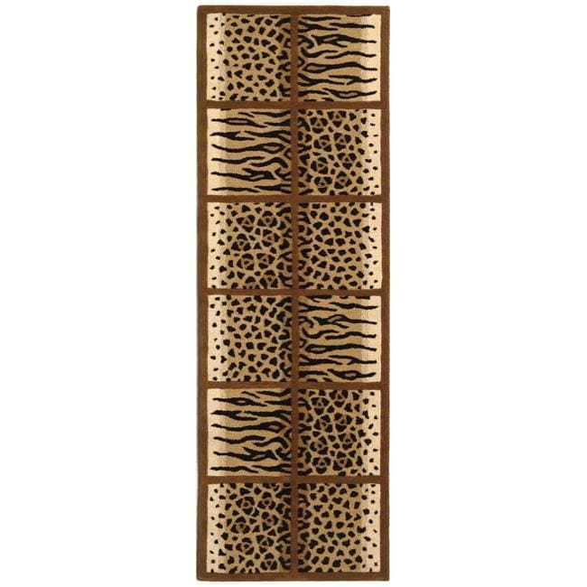 Handmade Soho Jungle Print Beige N. Z. Wool Runner (26 X 10)