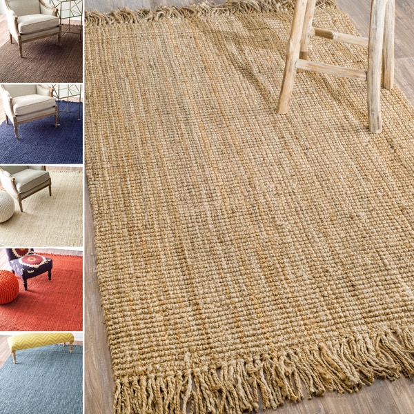 nuLOOM Handmade Eco Natural Fiber Chunky Loop Jute Rug (96 x 136)