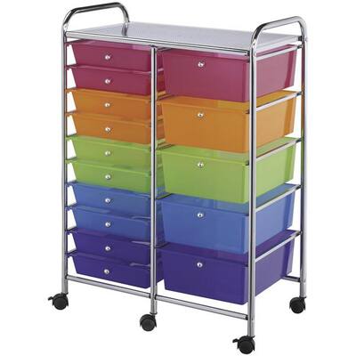 Blue Hill Studios Double Storage Multicolor 15-drawer Cart