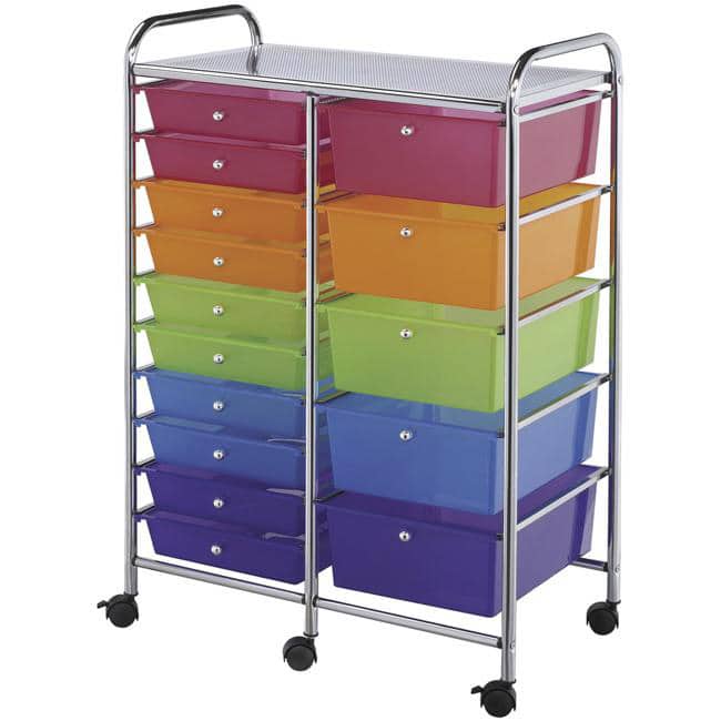 Blue Hill Studios Double Storage Multicolor 15-drawer Cart