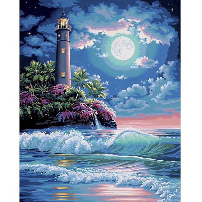 Shop Paint By Number 'Lighthouse in the Moonlight' Kit Free Shipping