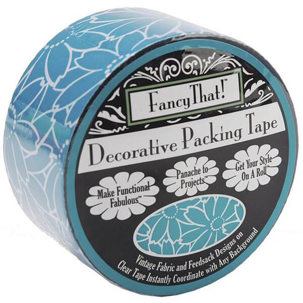 slide 2 of 2, Decorative Teal Daisy 25 Yard Roll Packing Tape