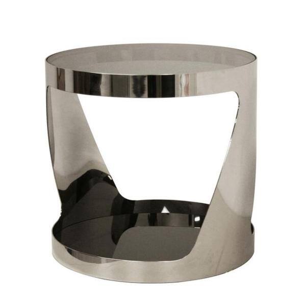 Genesis Steel and Tinted Glass Polished Steel End Table 5187544