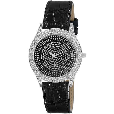 Akribos XXIV Women's Diamond Black Brilliance Swiss Quartz Strap Watch