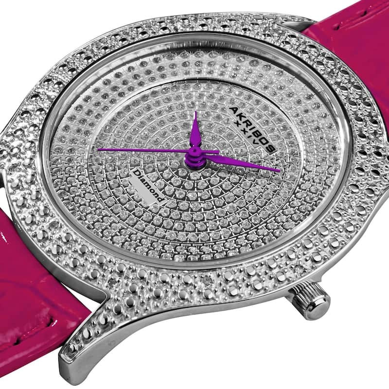 Akribos XXIV Women's Diamond Fuchsia Brilliance Swiss Quartz Purple Strap Watch