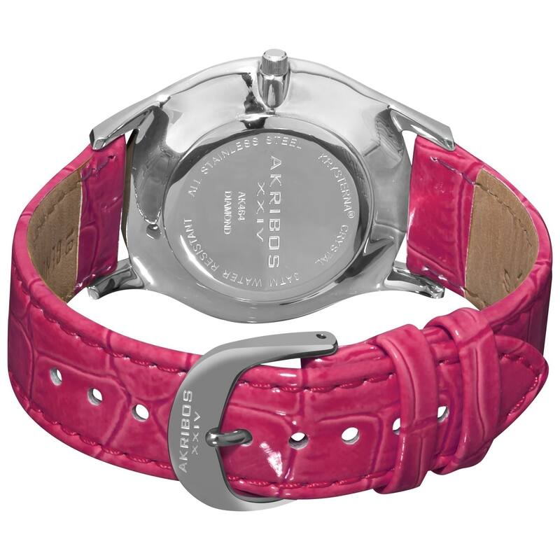 Akribos XXIV Women's Diamond Fuchsia Brilliance Swiss Quartz Purple Strap Watch