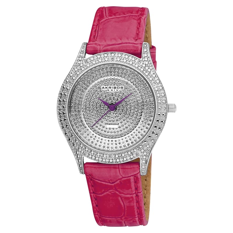 Akribos XXIV Women's Diamond Fuchsia Brilliance Swiss Quartz Purple Strap Watch