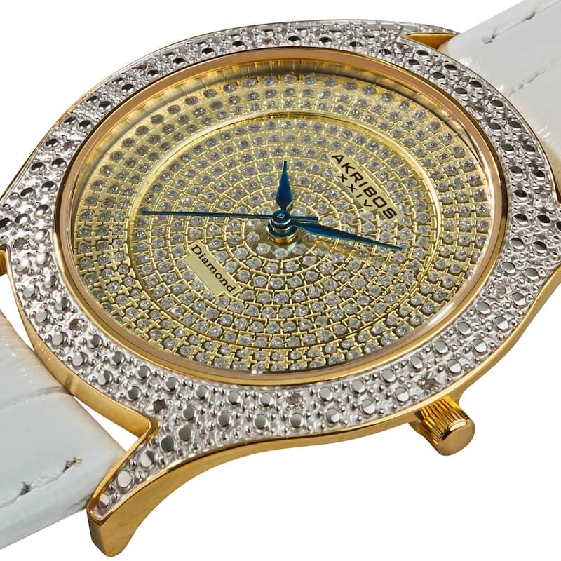 Akribos XXIV Women's Diamond Gold Brilliance Swiss Quartz Strap Watch
