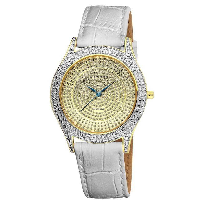 Akribos XXIV Women's Diamond Gold Brilliance Swiss Quartz Strap Watch