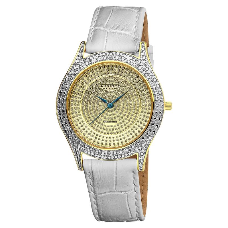 Akribos XXIV Women's Diamond Gold Brilliance Swiss Quartz Strap Watch