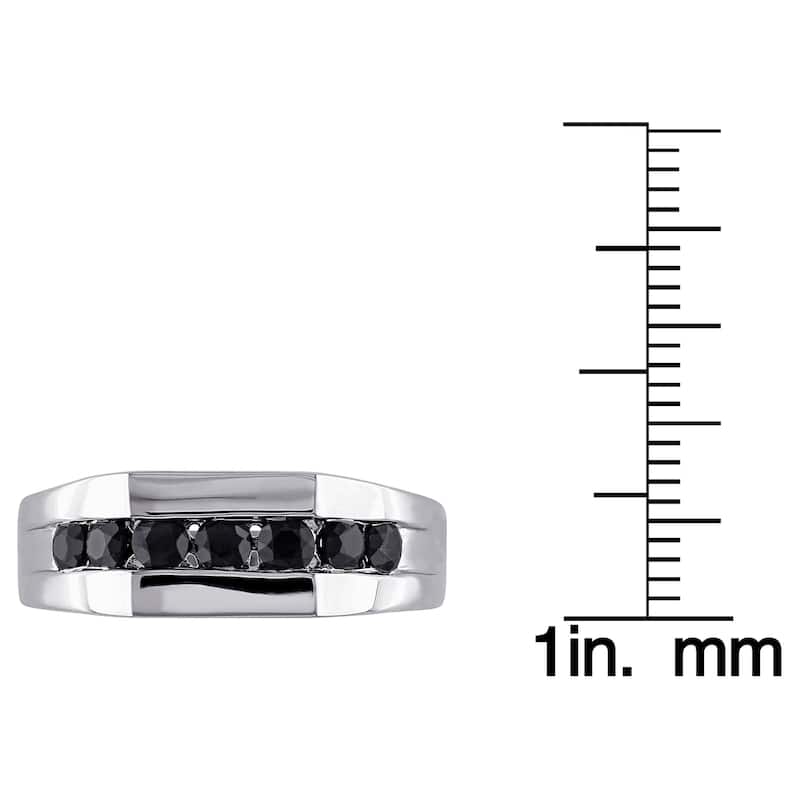 Miadora 10k White Gold 1ct TDW Black Diamond Men's Ring