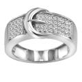 Sterling Silver 1/4ct TDW Diamond Buckle Cocktail Ring