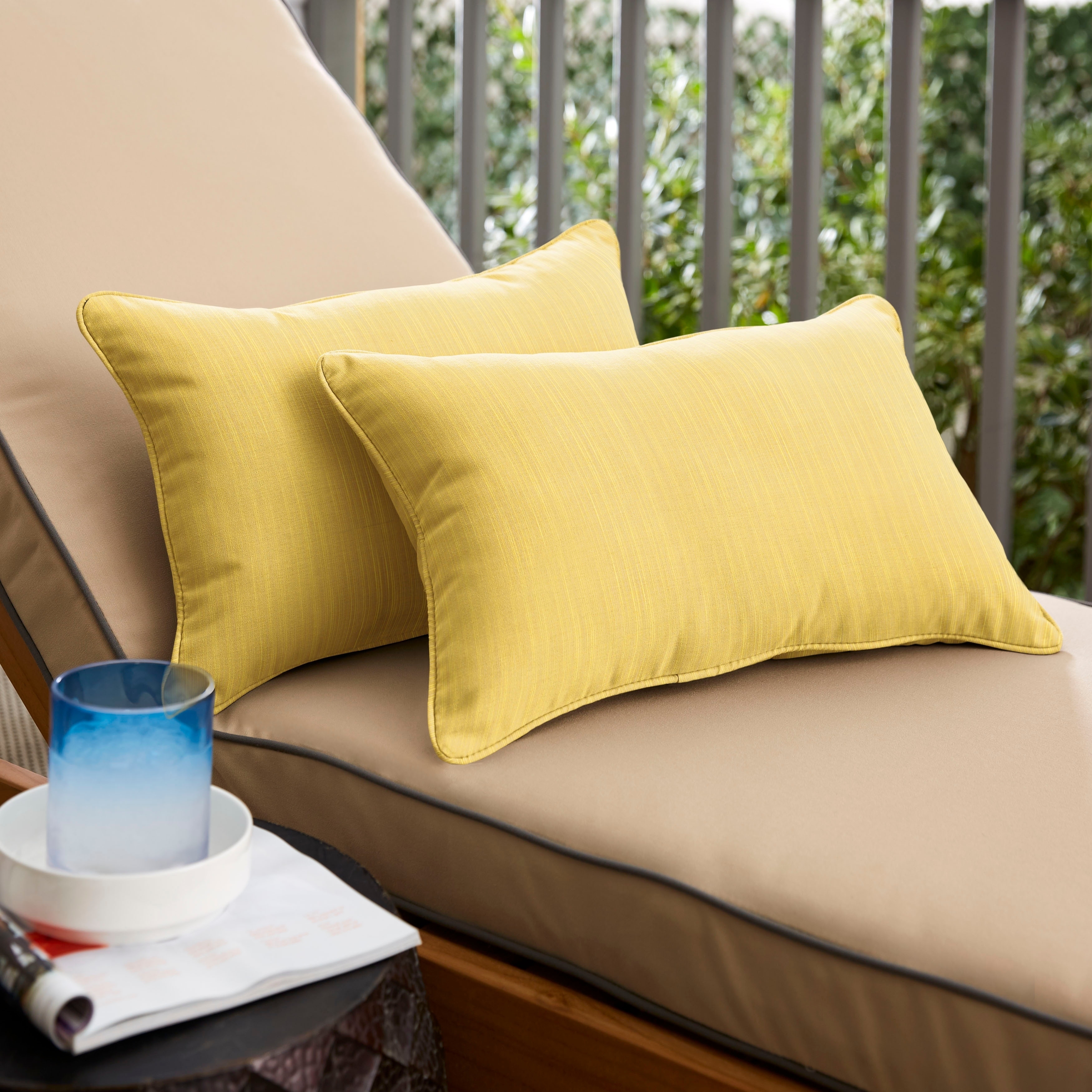 Textured Cornsilk Corded Outdoor Pillows (set Of 2)