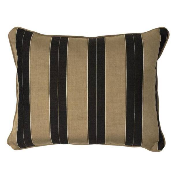 Cocoa/Black Stripe Corded Indoor/ Outdoor Pillows with Sunbrella Fabric (Set of 2)