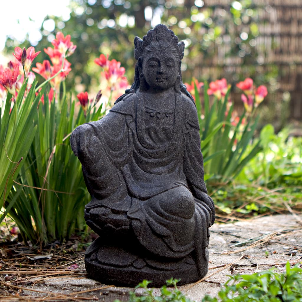Handcrafted Quan Yin Stone Statue, Handmade in Indonesia