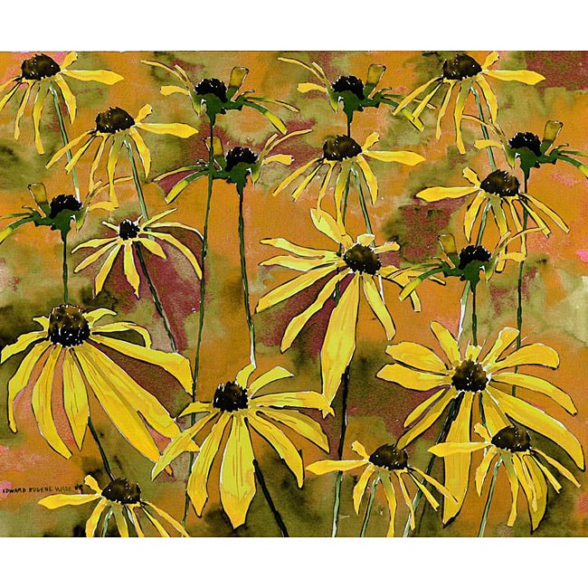 Ed Wade, Jr. Gold Flowers Watercolor Art Print