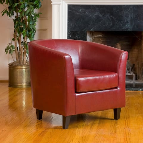 Oxblood Red Bonded Leather Tub Club Chair by Christopher Knight Home
