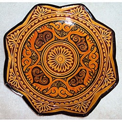 Handmade Ceramic 'Isabella' Engraved Plate (Morocco)
