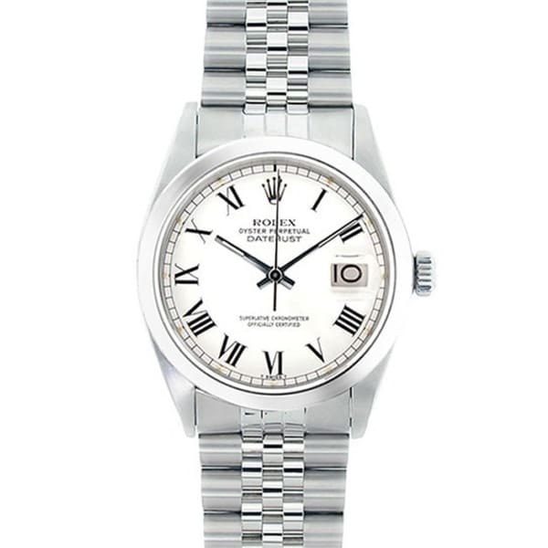 Shop Pre-Owned Rolex Men's Datejust White Dial Stainless Steel Watch ...