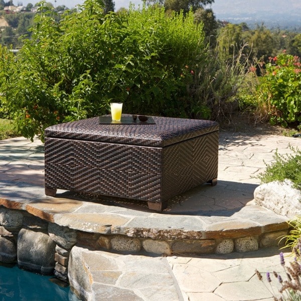 Shop Wicker Brown Indoor/ Outdoor Storage Ottoman by Christopher Knight