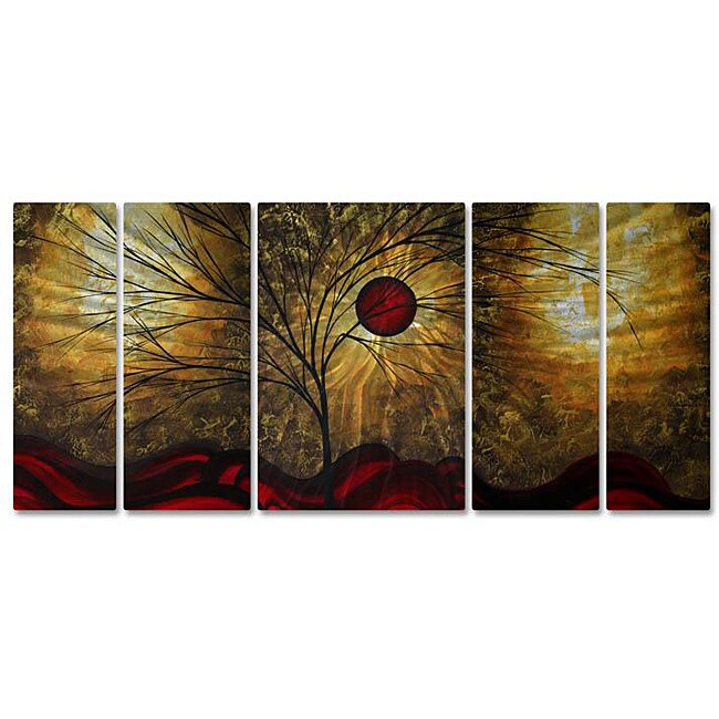 Megan Duncanson Red Waves Metal Wall Art (LargeSubject LandscapesOutside dimensions 23.5 inches high x 52 inches wide x 2.5 inches deep )