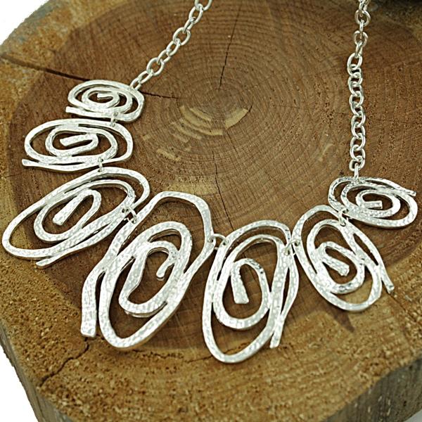 Shop Handmade Sterling Silver Hammered Freeform Swirls Necklace (Mexico ...