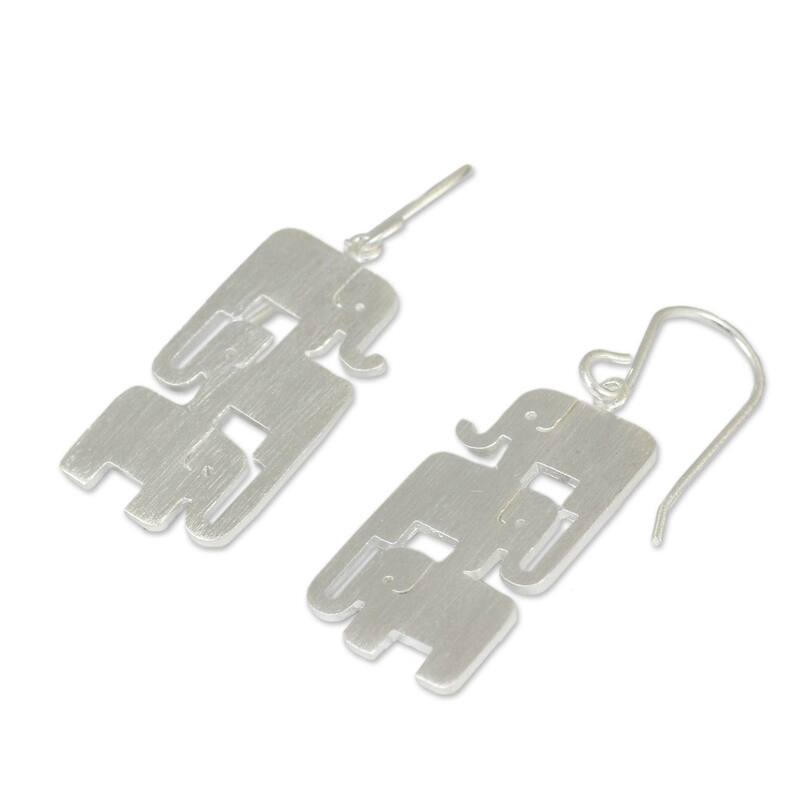 Handmade Sterling Silver Animal Theme Dangle Earrings (Thailand)