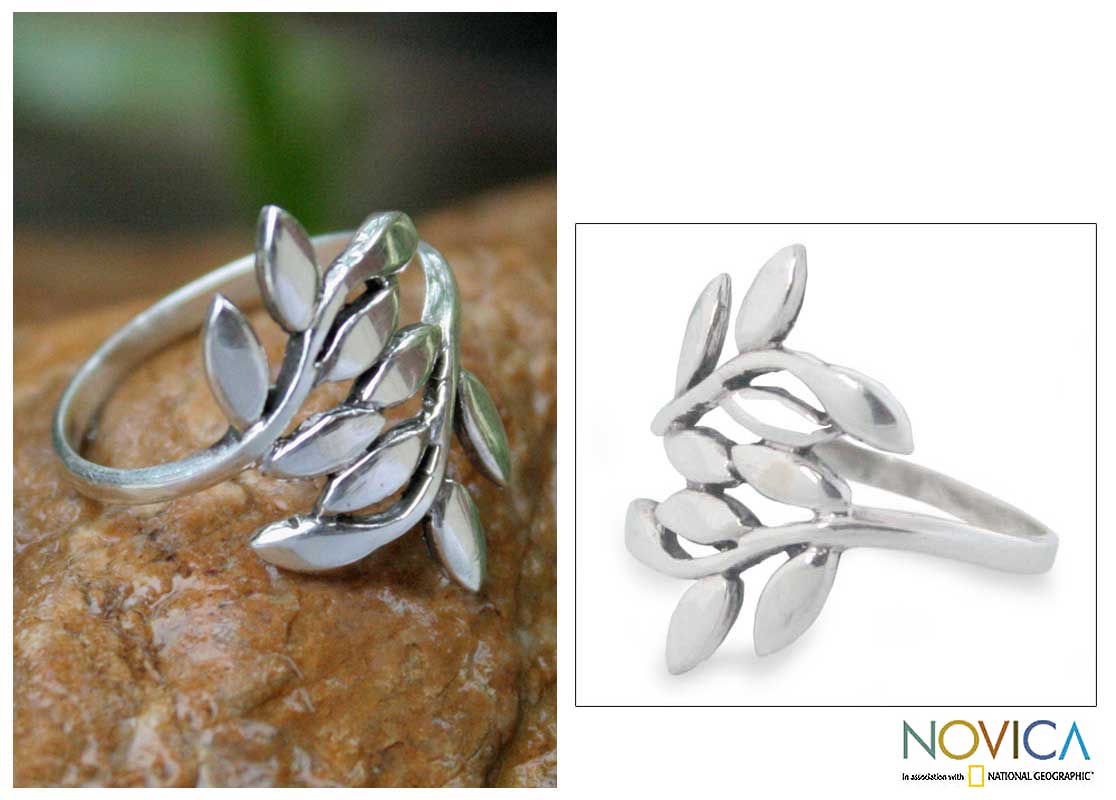 Sterling Silver Olive Branch Wrap Ring (Thailand)  