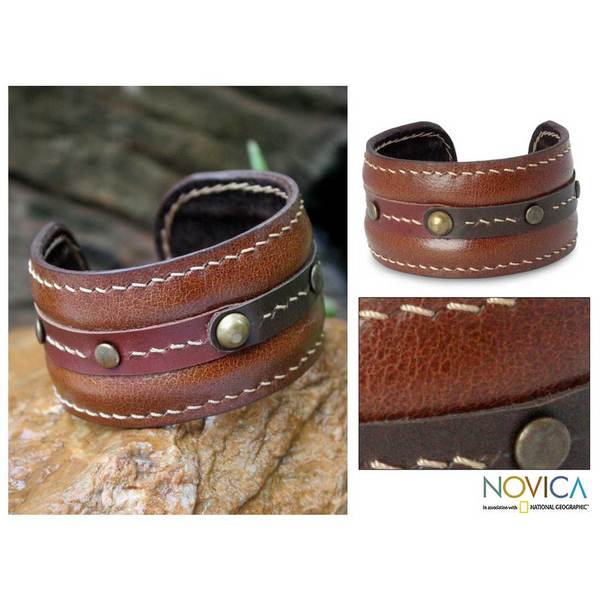 Handmade Leather 'Going Solo' Cuff Bracelet (Thailand)