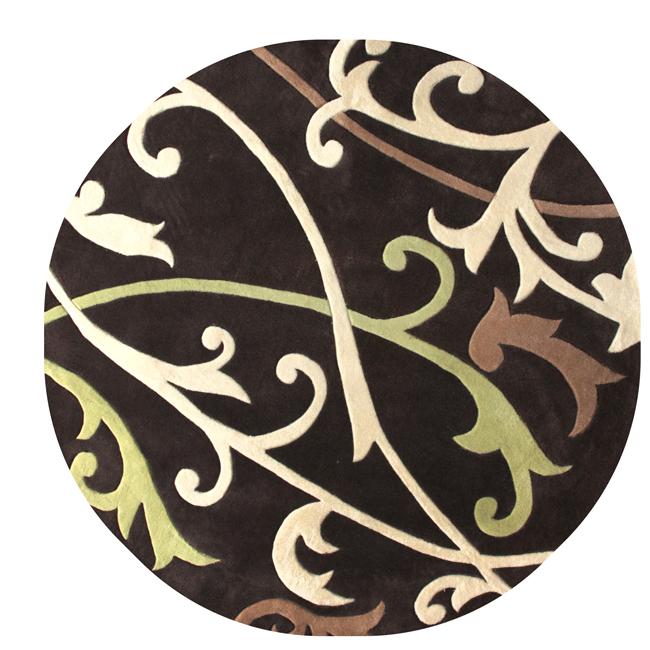 Nuloom Handmade Pino Scroll Vines Brown Round Rug (6 Round)