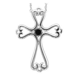 Sterling Silver 1/6ct TDW Black Diamond Cross Necklace Diamond Necklaces