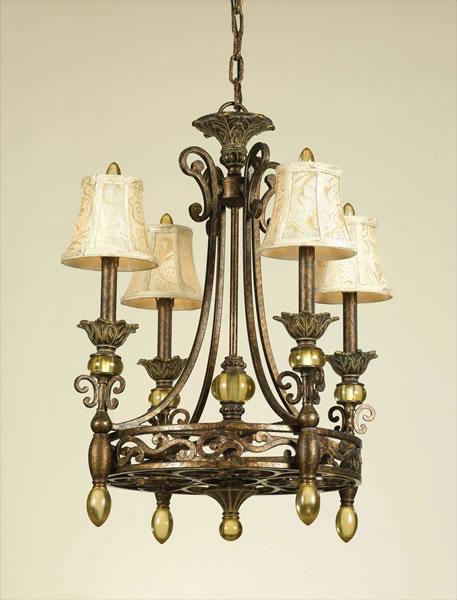 AF Lighting Baltic 4 light Aged Antique Gold Chandelier