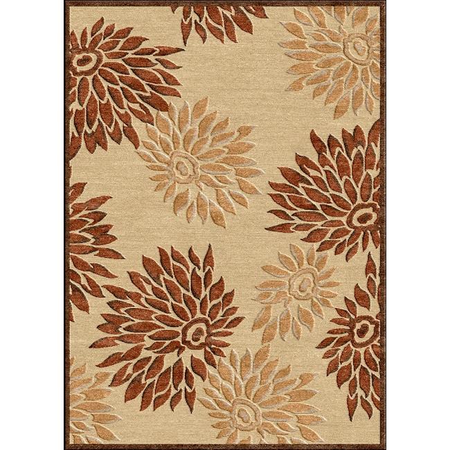 Hand carved Alexa Alfresco Indoor/ Outdoor Sand Rug (75 x 106