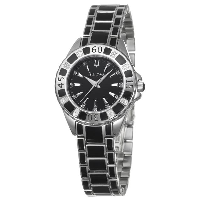 Bulova Womens Diamonds Stainless Steel with Enamel Quartz Watch