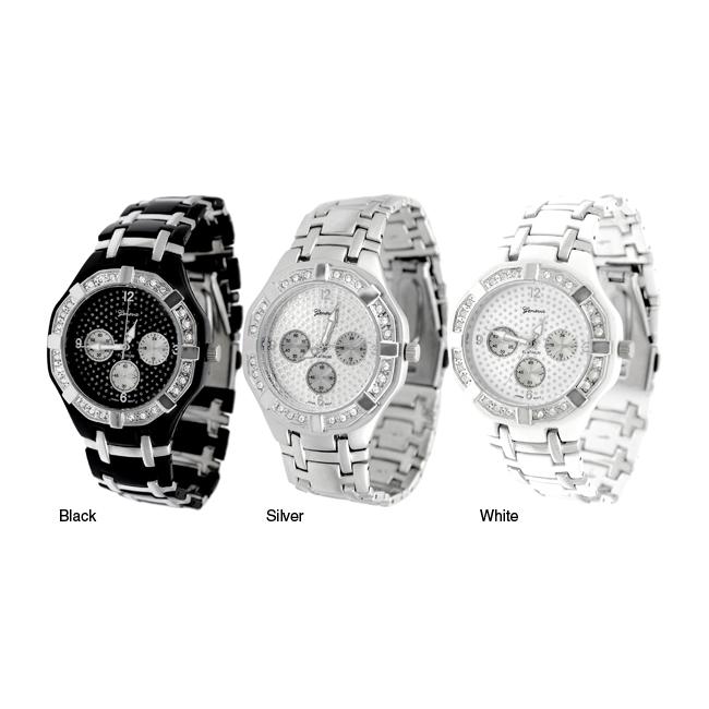 Geneva Platinum Mens CZ Chronograph style Watch  