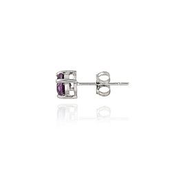 Glitzy Rocks Sterling Silver Round-cut Amethyst Solitaire Earring and  Necklace Set