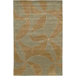 Hand knotted Mandara Green Wool Rug (7'9 x 10'6) Mandara 7x9   10x14 Rugs