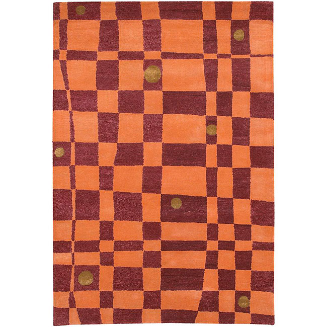 Hand tufted Orange/red Mandara Wool Rug (79 X 106)