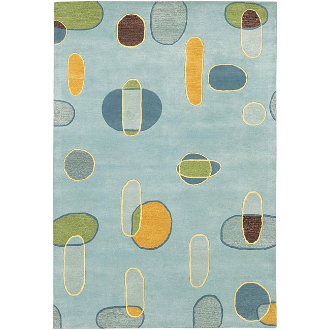 Hand tufted Light Blue Mandara Wool Rug (5 X 76)