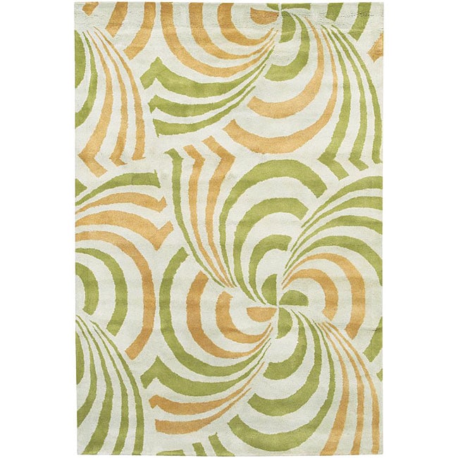 Hand tufted Mandara Geometric Ivory Wool Rug (79 X 106)