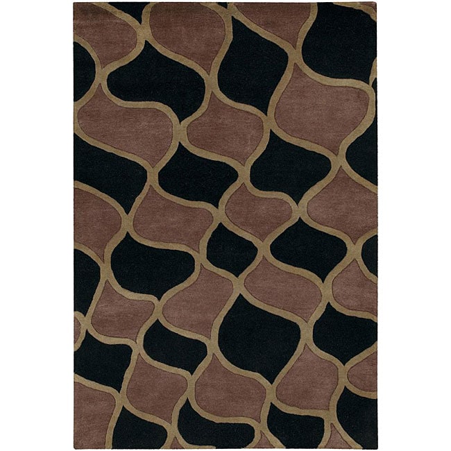 Hand tufted Mandara Black Transitional New Zealand Wool Rug (5 X 76)