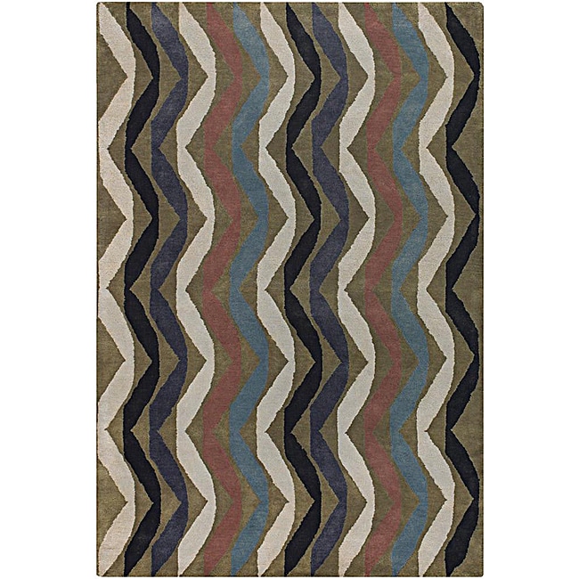 Hand tufted Mandara Geometric Wool Rug (79 X 106)