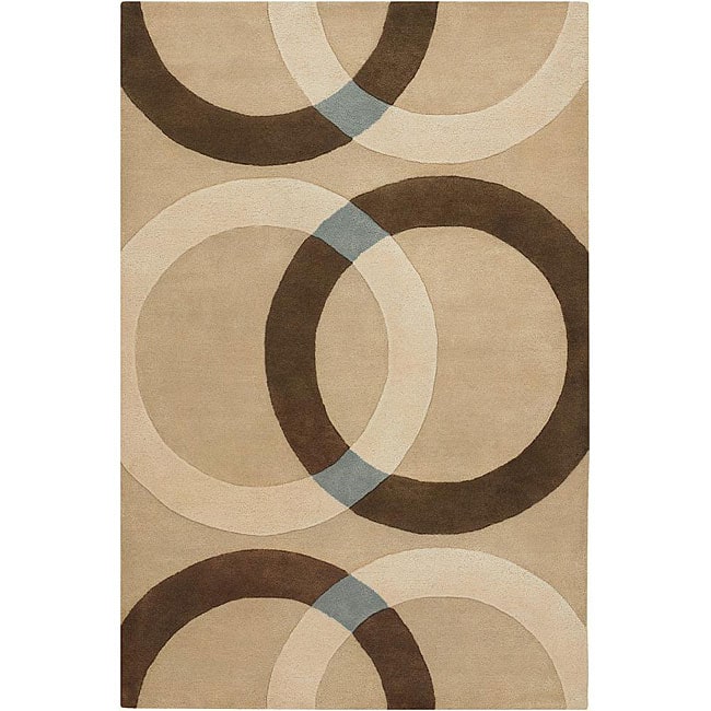 Contemporary Hand tufted Geometric Mandara Beige Wool Rug (5 X 76)